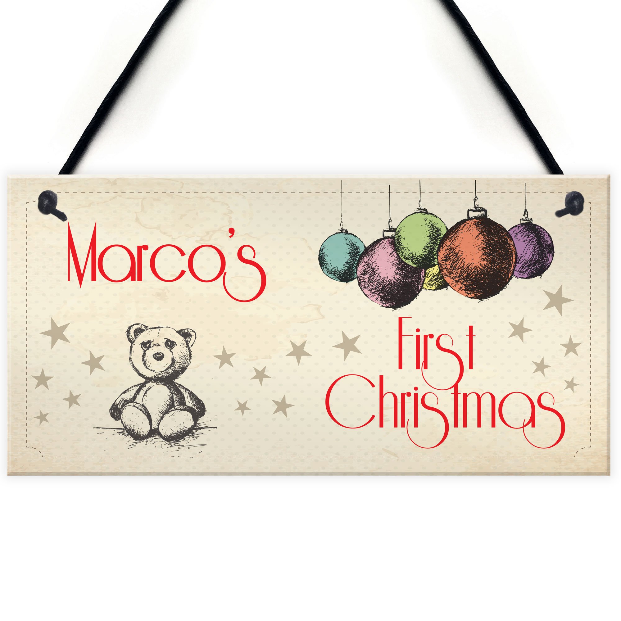 Red Ocean Personalised Baby's Newborn First Christmas 1st Xmas Tree Bauble Hanging Plaque Gift Sign