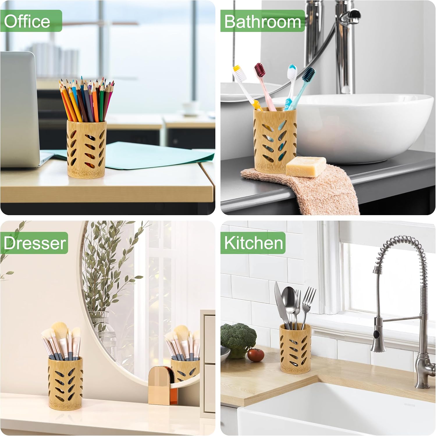 Toothbrush Holder with Drain, Bamboo Electric Toothbrush Holder, Bathroom Toothbrush Holder Organizer for Family Office, 2 Pieces