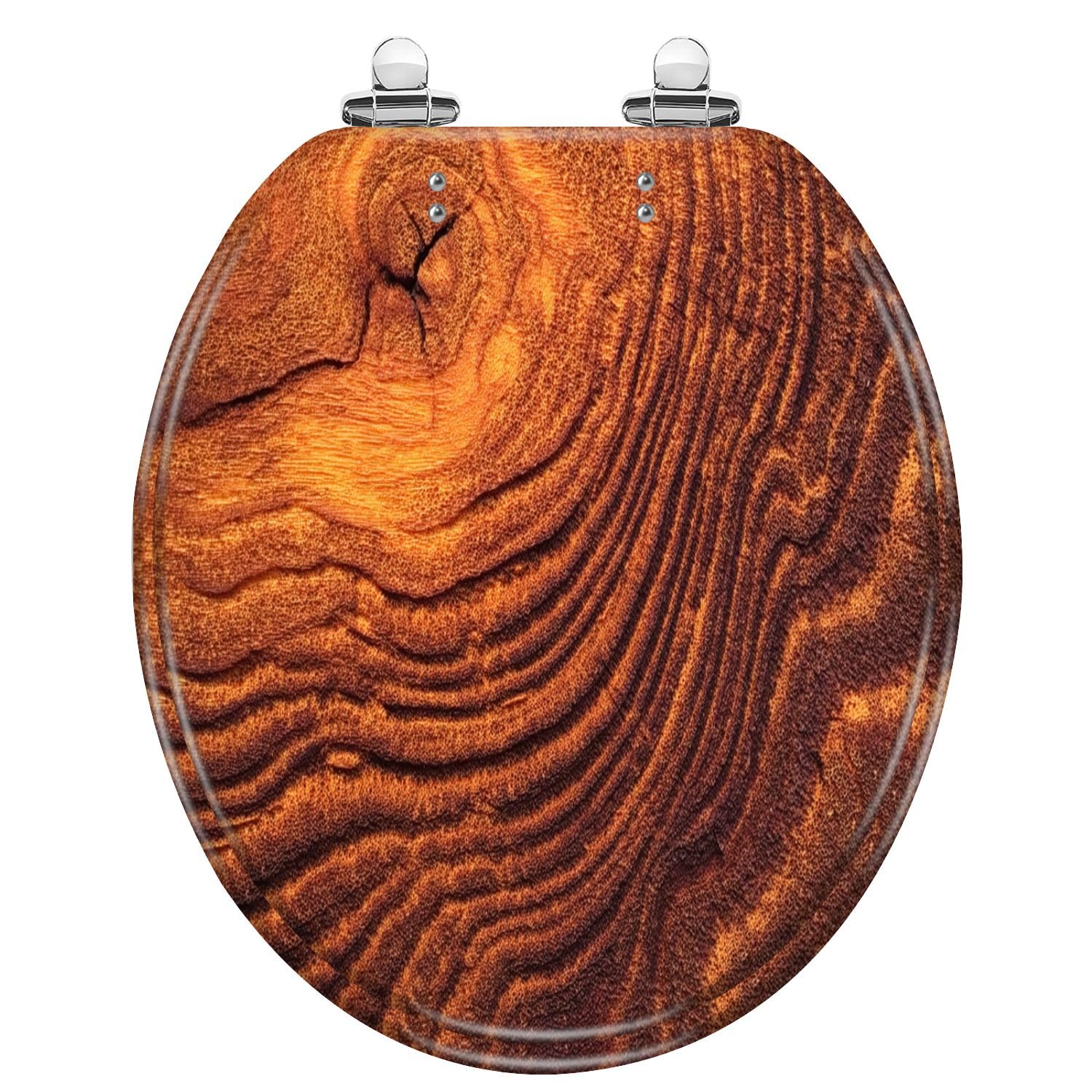 Tazyyzuu Multi10 Cedar Wood Resin Round Toilet Seat With Slow Close Lid Quick Release Hinges Easy Clean Design(,Round)