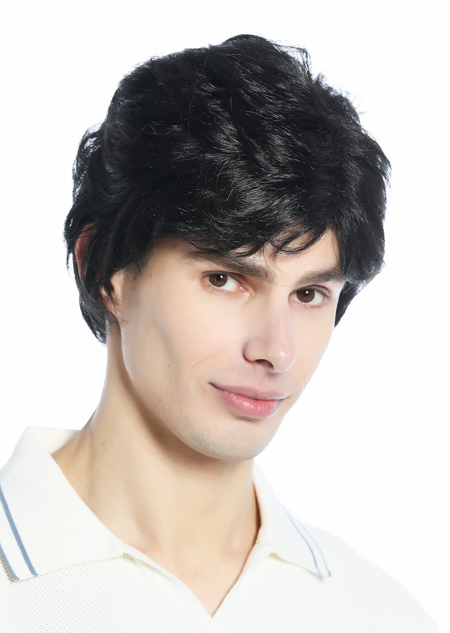 WIG ME UP - DW1335-2 Wig Men Women unisex short slightly waved dense off black-brown, black brown (2)