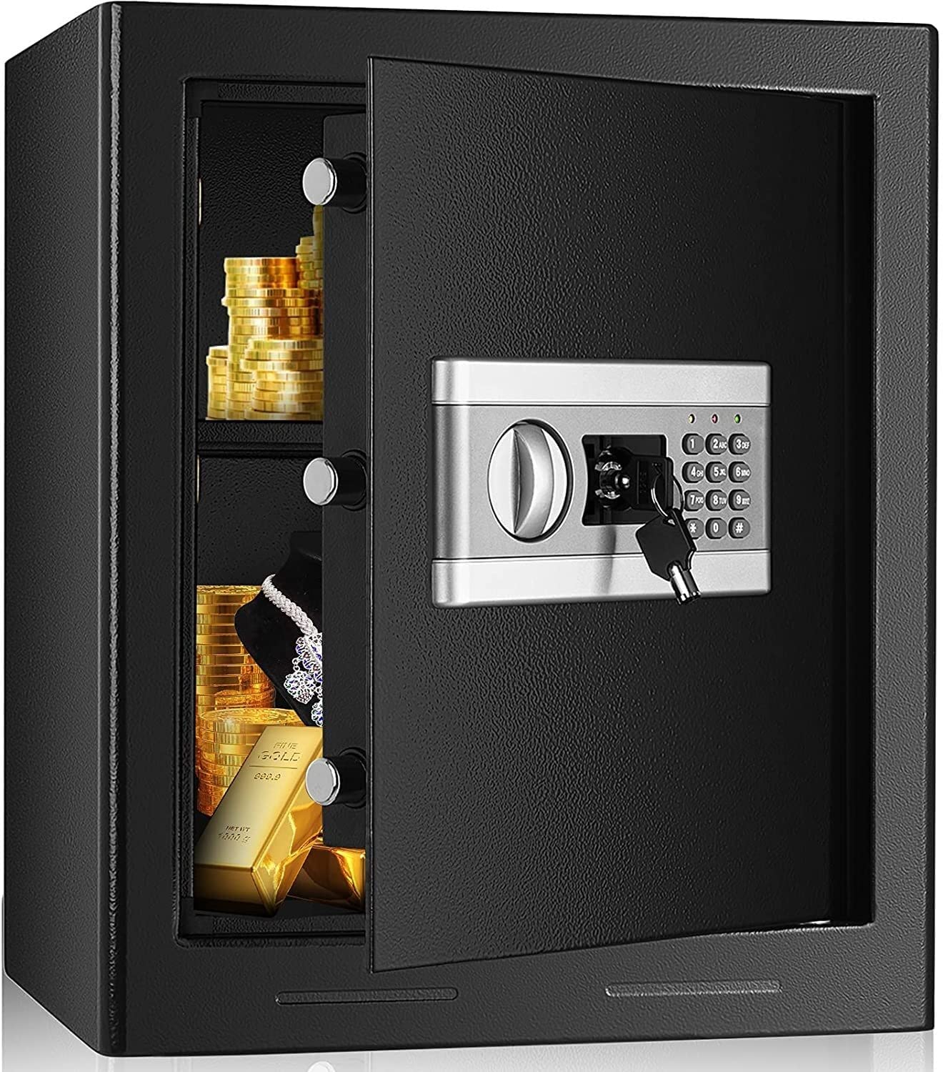 Caja Fuerte Resistente al Agua y Duradera, Caja ignífuga con Teclado Digital, Oficina en casa, Caja Fuerte de Acero de Seguridad para Efectivo, Documentos de joyería (Color: Negro)