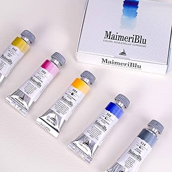 【日曜日まで出品】マイメリブルー　透明水彩　36色セット Amazon | マイメリブルー 透明水彩絵具 単一顔料 イントロセット