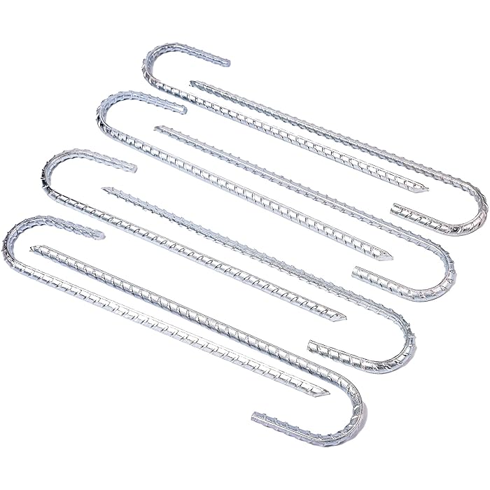 Buy Galvanized Cage Stakes Heavy Duty J Hook Rebar for Camping, Dog Cage Nail Down and Plant