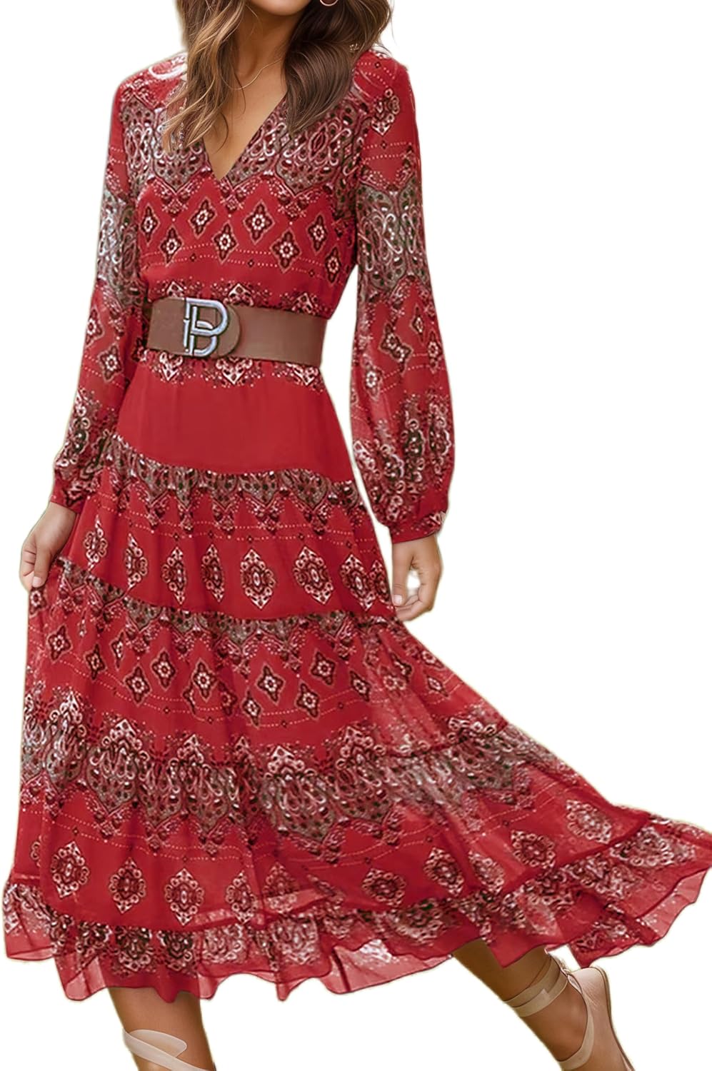 Womens Western Chiffon Ruffle Lantern Long Sleeve Liberia | Ubuy
