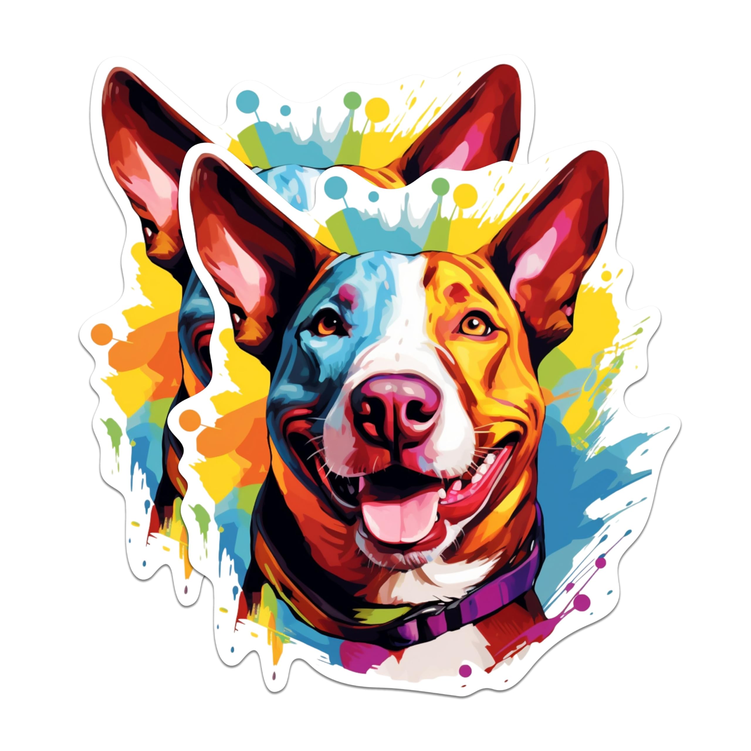 (2 Pack) Bull Terrier Dog Stickers - 5 Inches On Longest Side - Choose from Over 100 Dog Breeds - for Cars, Trucks, Skateboards, Laptops - Made in USA - BMCS1796