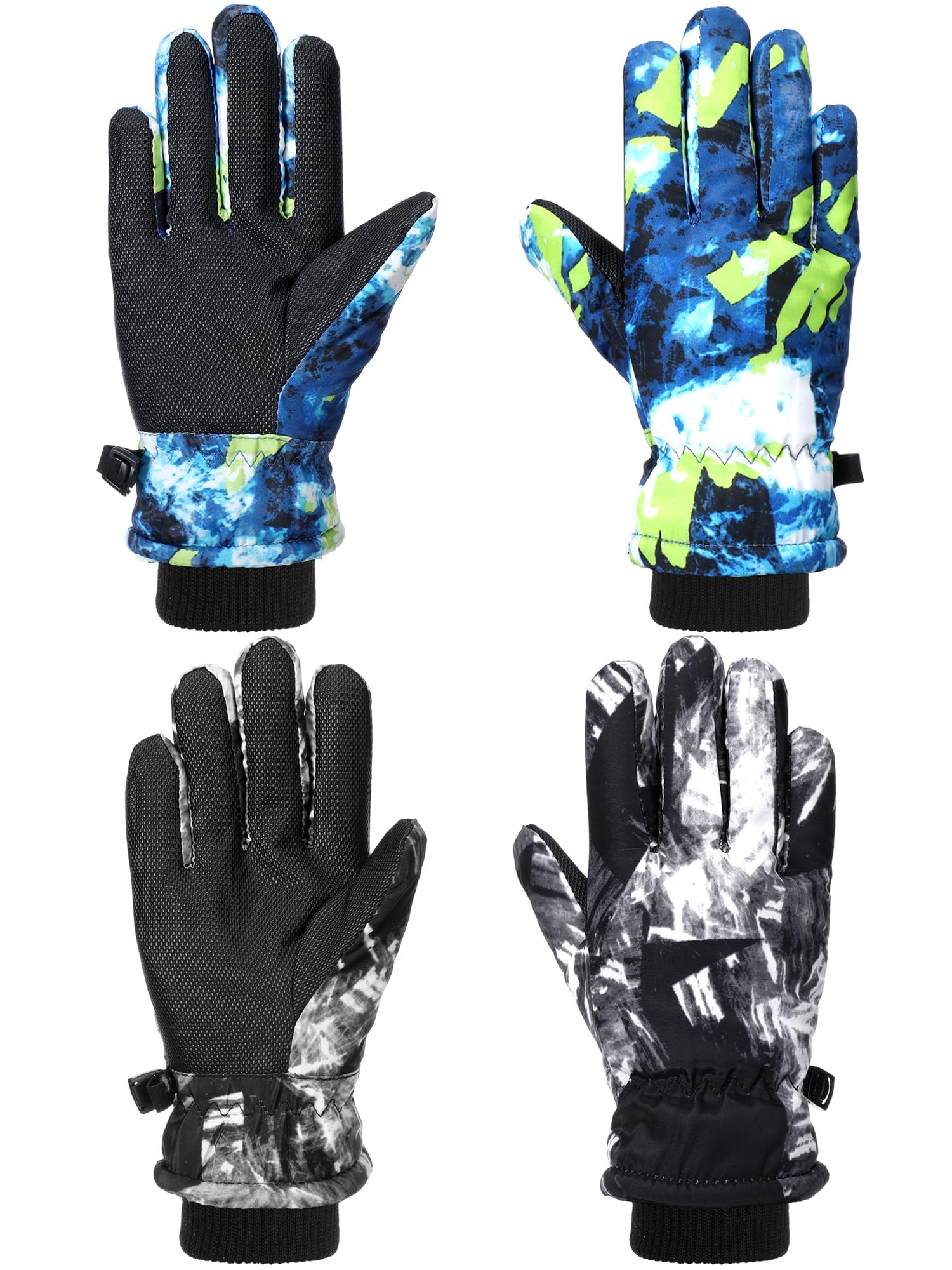 Honoson 2 Pairs Kids Snow Gloves, Winter Waterproof