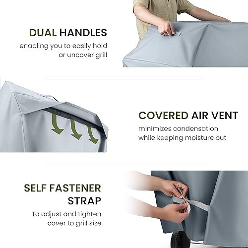 Miniatura 5 de Cubierta prémium para parrilla para todo tipo de clima, 44 pulgadas, doble capa de tela oxford 600D, 100 % impermeable, para parrilla a gas, con