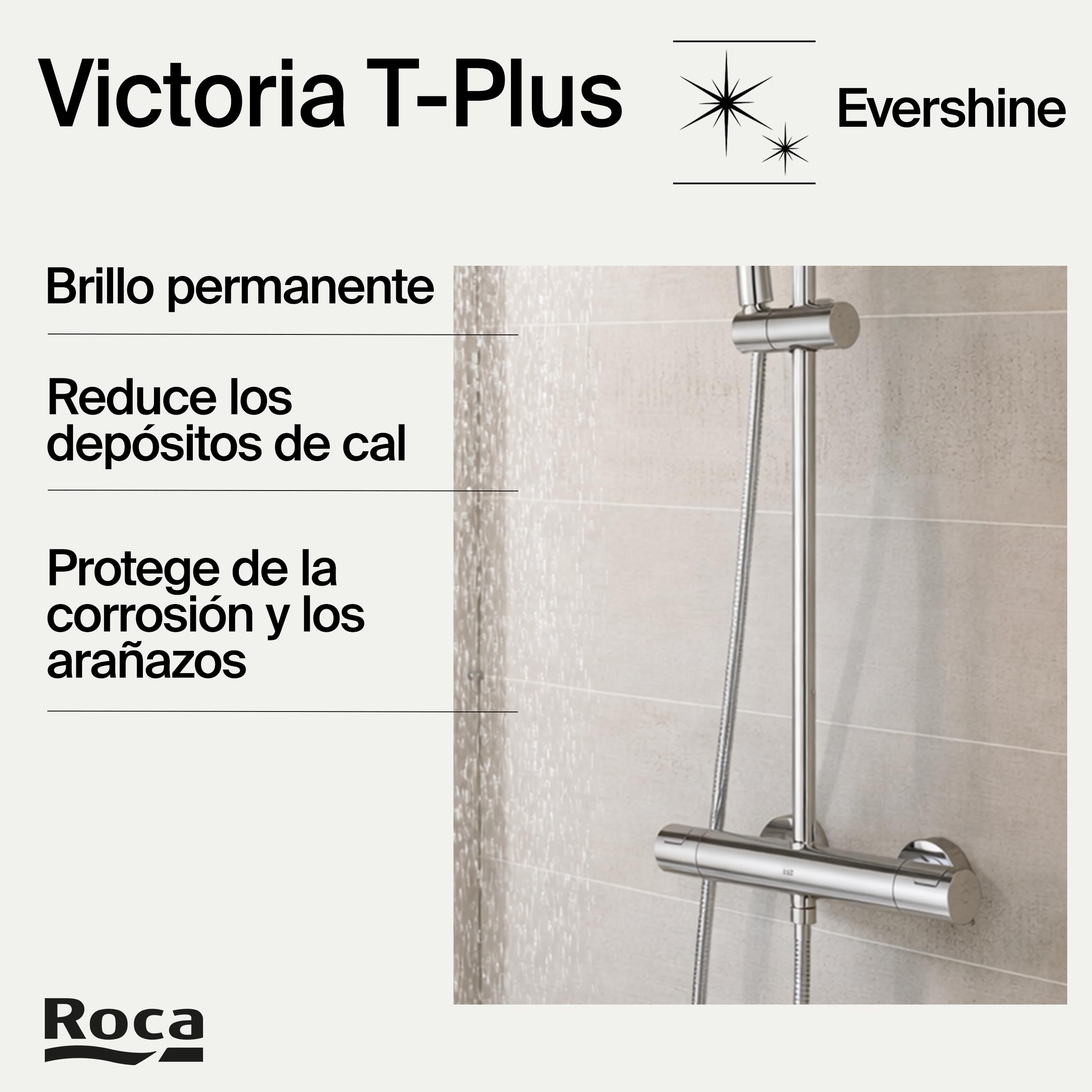 Roca,Victoria (col),PLUS - Columna de ducha termostática con altura regulable,,385mm x 73mm x 835mm,A5A2F18C00