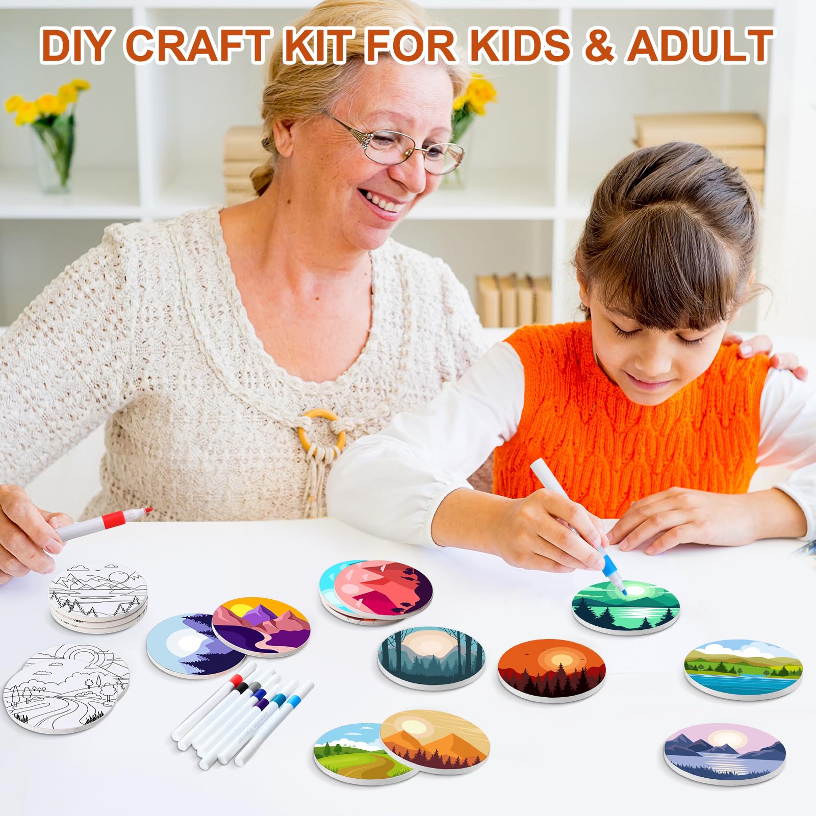 Amazon.com: Potchen 12 Pcs Color Your Own Ceramic Coaster DIY Kit