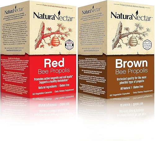NaturaNectar Paquete de propóleo de abeja natural, propóleos rojos y propóleos marrones, para apoyo inmunológico, salud respiratoria y metabolismo