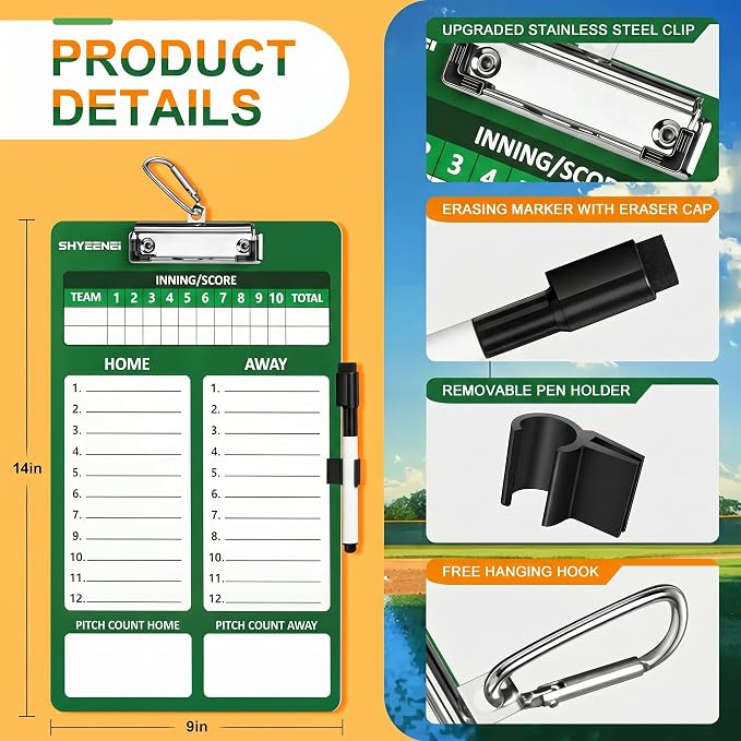 Pizarra Lineup Baseball Doble Cara para Entrenadores miniatura 3