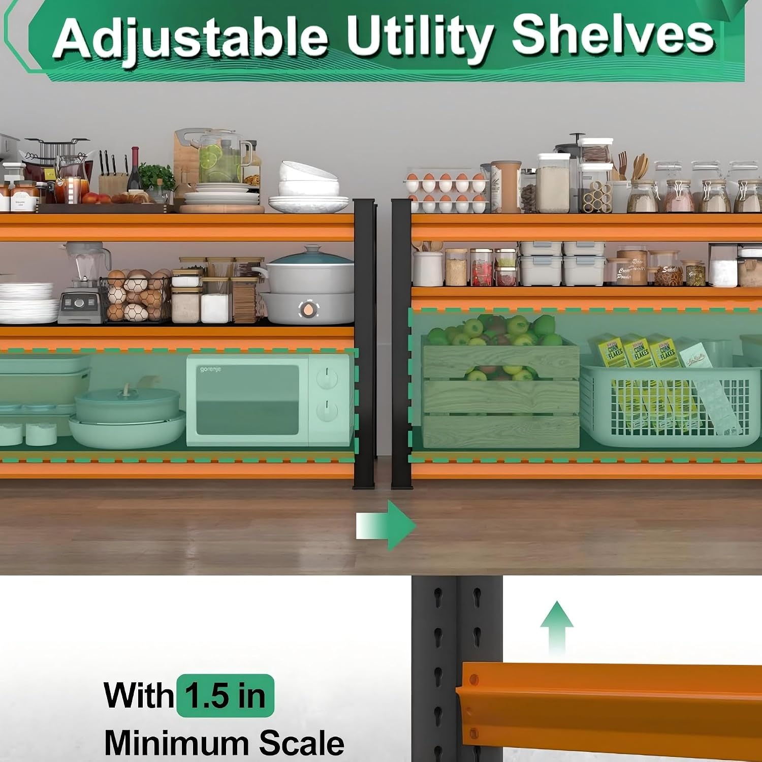 Steel Metal Utility Garage Shelves: 48''W 1,500Lbs Heavy Duty Adjustable Shelving Storage Industrial Rack Units 3 Tier Black & Orange 48" W x 18" D x 39" H