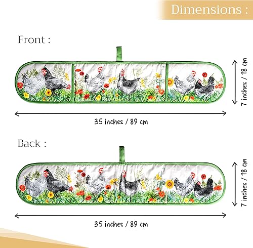 Vista 4 de Maison d' Hermine - Guante de horno doble de 7 x 35 pulgadas, con bucle, 100 % algodón, resistente al calor, cocinar, sartenes, hornear, microondas
