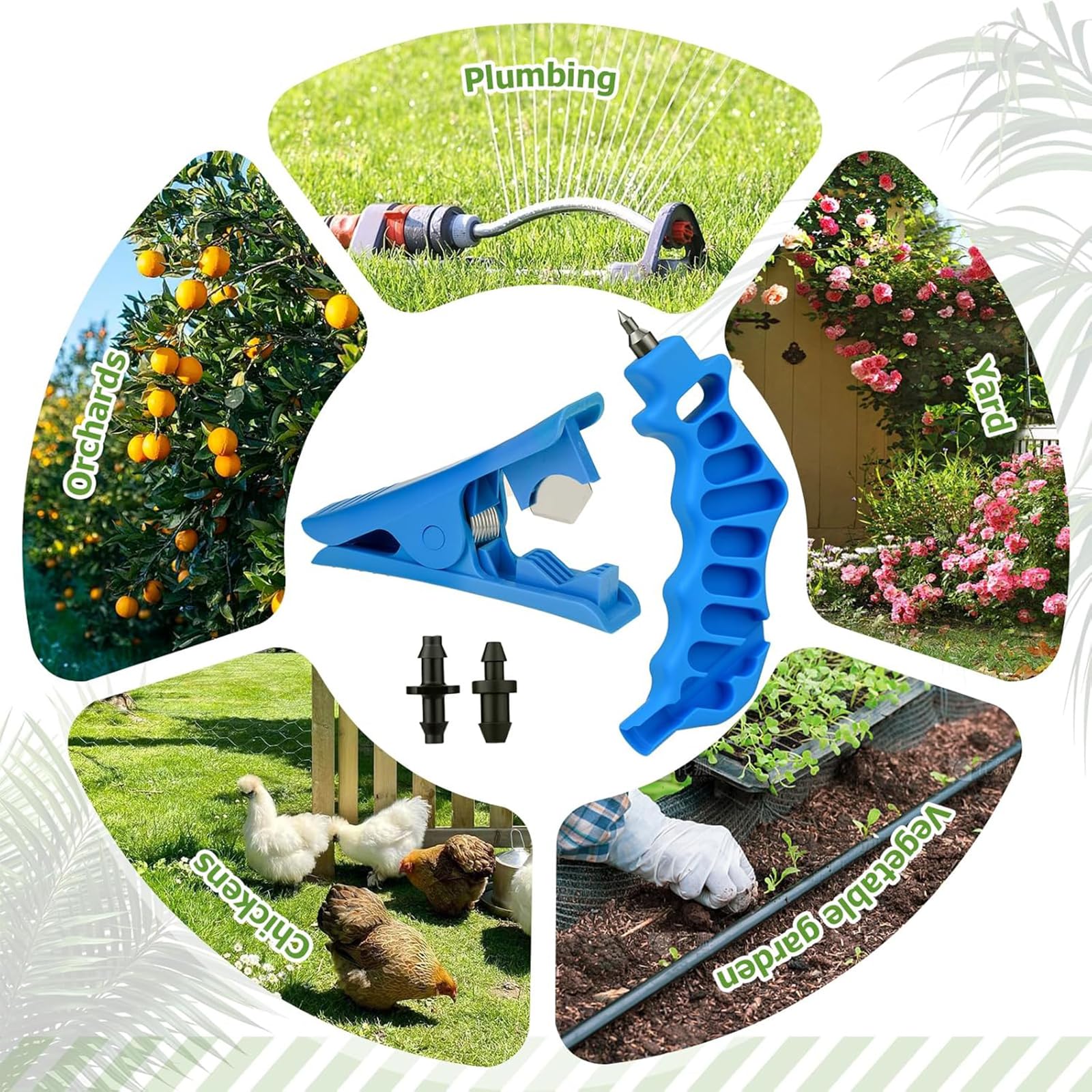 2 In 1 Hole Puncher And Pipe Cutter With 16pcs Drip Irrigation Plugs Pipe And Emitters Insertion