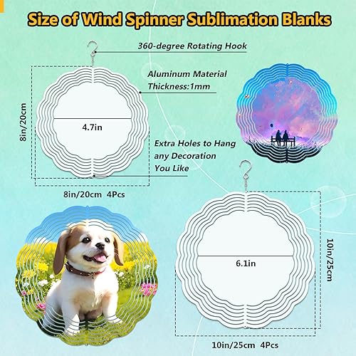 Miniatura 8 de Paquete de 6 unidades de 8 pulgadas 10 pulgadas de sublimación de viento en blanco, de aluminio doble sublimación en blanco, espacios en blanco de