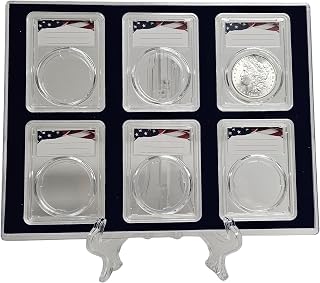 Generic Premium Acrylic Coin Display Storage Case for Morgan Peace IKE 38mm Dollar - Includes 6 Certified Slab Holders with 38mm Translucent Inserts, FingerLakes1001