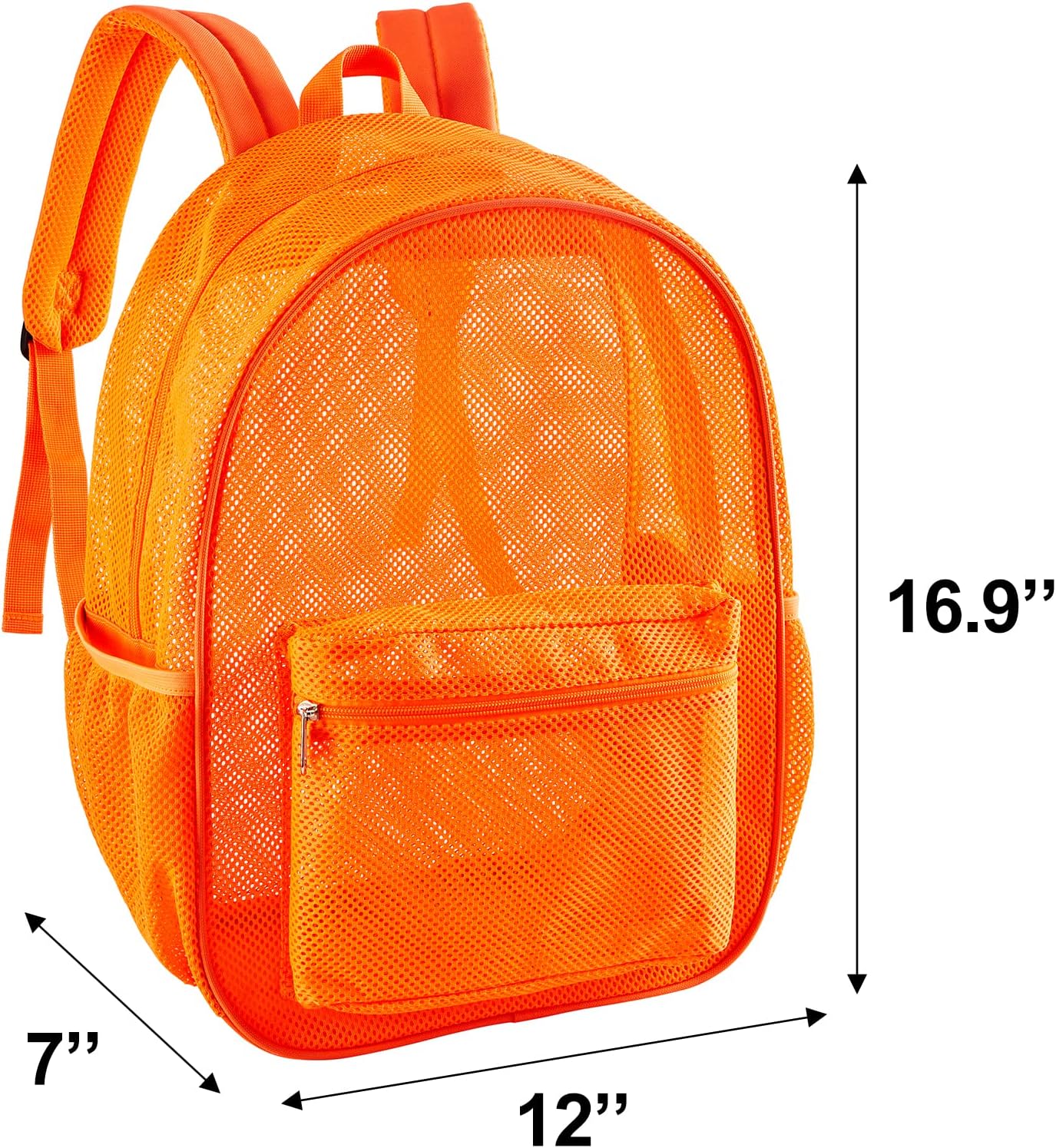 Heavy Duty Mesh Backpack, See Through College Backpack with Padded Shoulder Straps for Commuting, Swimming, Travel, Beach, Outdoor Sports (Orange) - Image 4