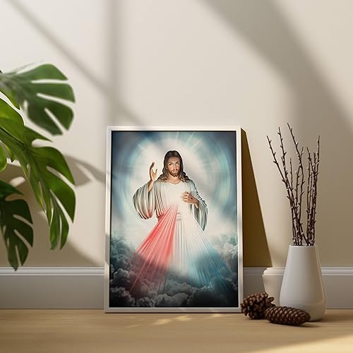 Miniatura 3 de Arte de pared de Jesús, pintura con luz brillante, arte religioso e imágenes para decoración del hogar y la oficina, gran regalo para mamá y papá,