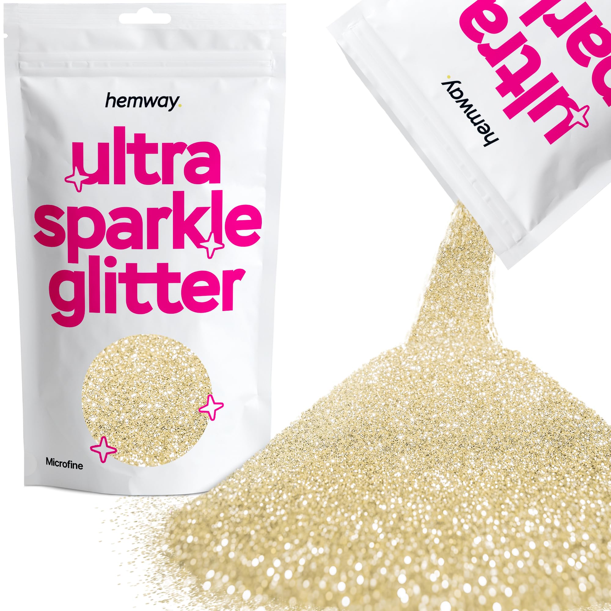 Hemway Ultra Sparkle Glitter Baby Pink Iridescent 100g Fine | Glitter for Arts & Craft, Makeup, Nail Art, Crafting, Card Making, Sparkle Decoration — view 200