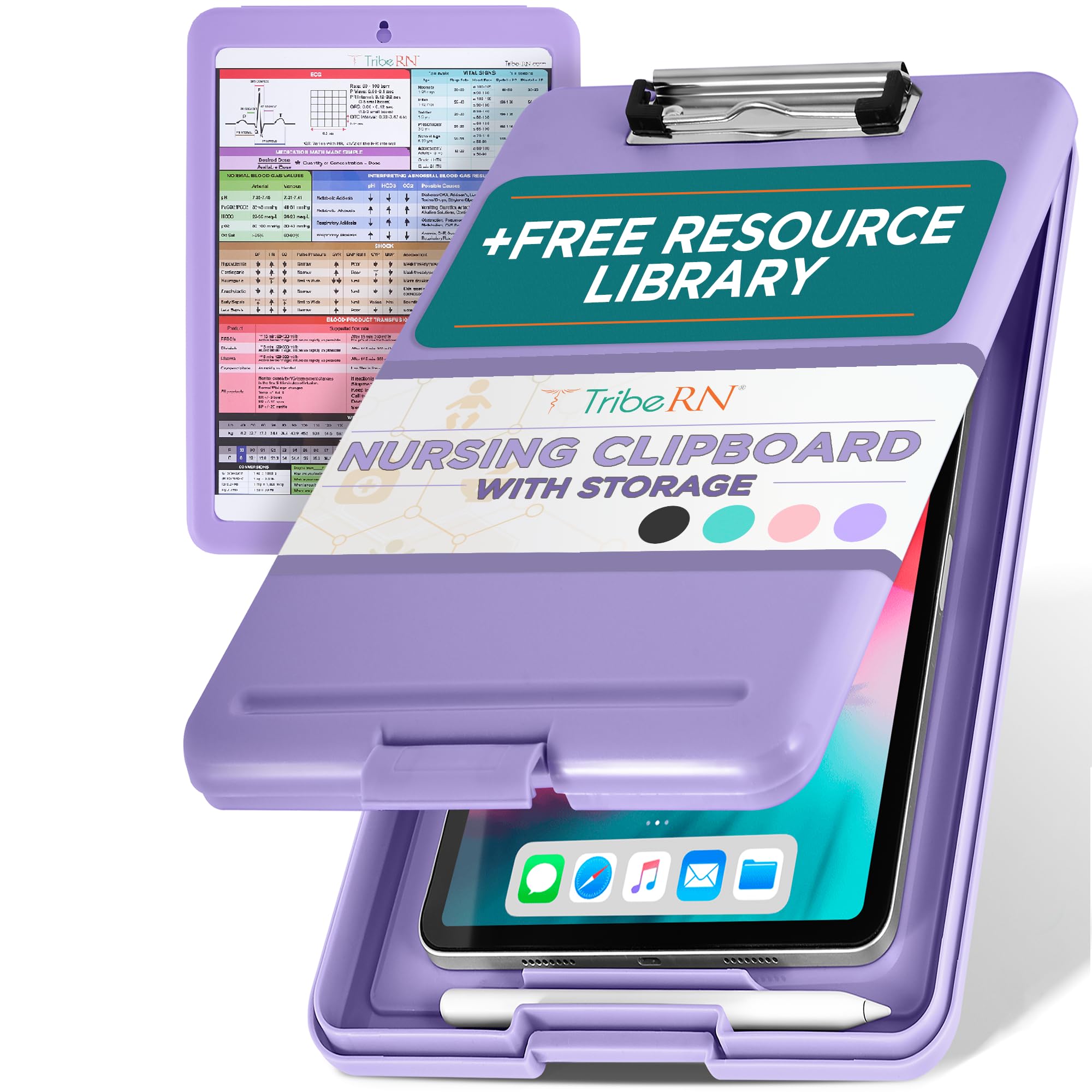 Tribe RN Nursing Clipboard with Storage - Medical Clipboard Nursing Essentials for Nurses and Nursing Students School Supplies with Quick Access