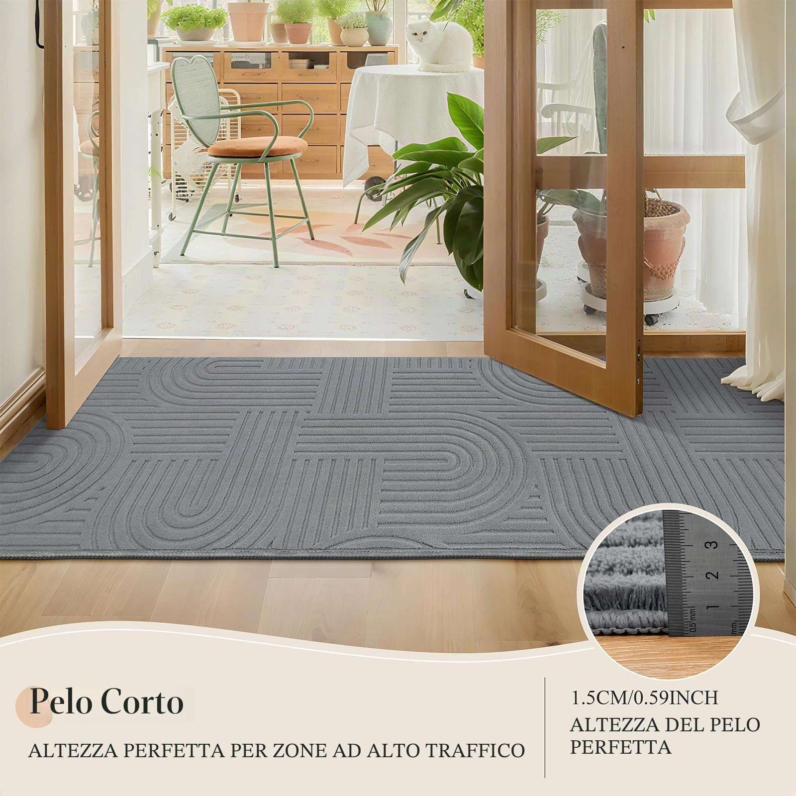 Enyhom Tappeto Corridoio Lungo 80 x 300 cm, Super Assorbente Tappeto Cucina Antiscivolo Lavabile in Lavatrice Passatoia Cucina, Moderno Soffice Tappeto Lungo per Corridoio, Ingresso, Lavanderia