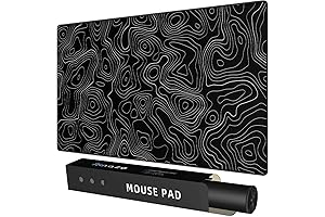 Extra Large Gaming Mouse Pad with Black Topographic Design - XXL Non-Slip...