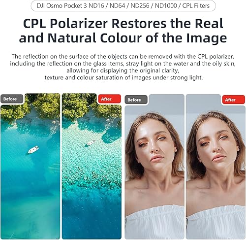 Miniatura 5 de Juego de filtros magnéticos ND para DJI Osmo Pocket 3 Creator Combo Accesorios, 4 paquetes ND16ND64NG256ND1000