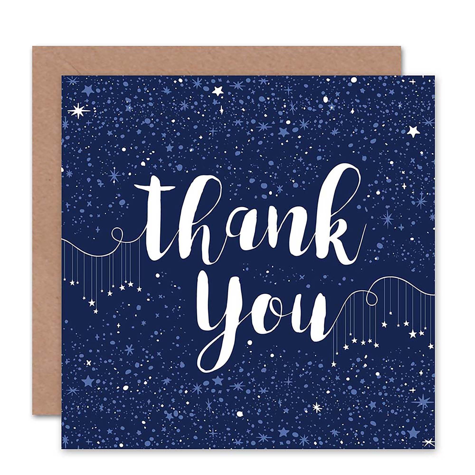 Thank You Stars Navy Blank Greeting Card With Envelope