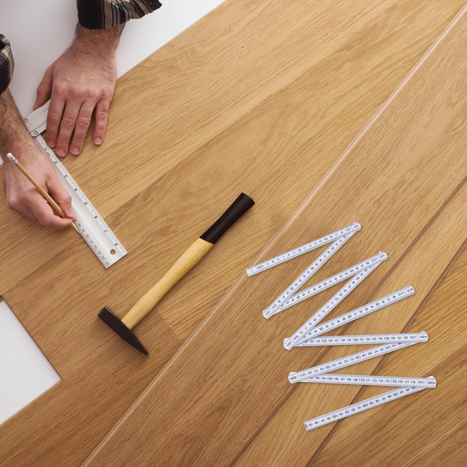 Measuring Tape 2M Meter Stick Plastic Foldable Ruler Lightweight Measuring Stick, White