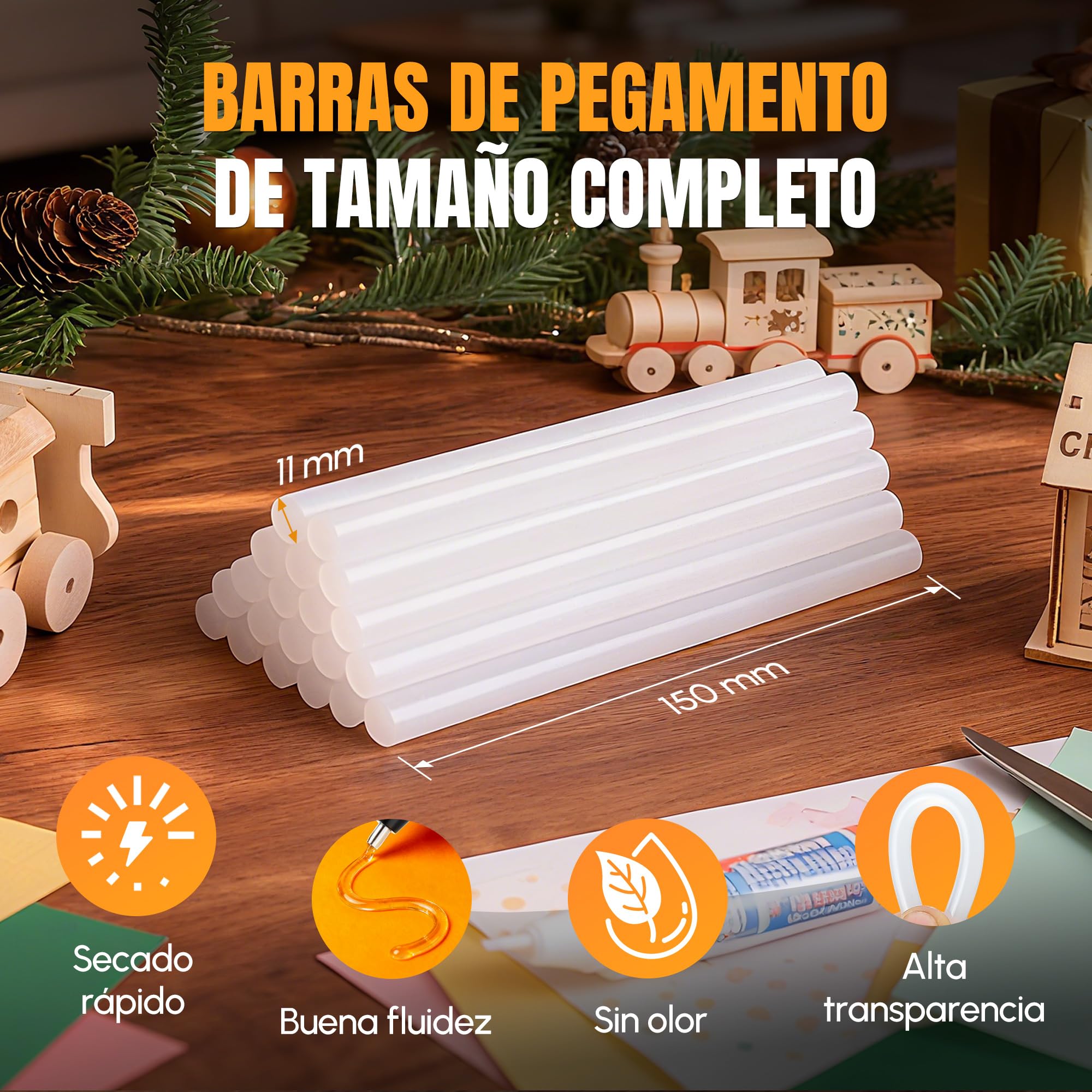 WORKPROX Pistola Silicona Caliente Inalámbrica con 20 Barras 11 x 150mm | Flujo De Pegamento 15g/min Y Autonomía 90 Minutos Con Carga USB-C Para Manualidades Reparaciones Y Proyectos DIY