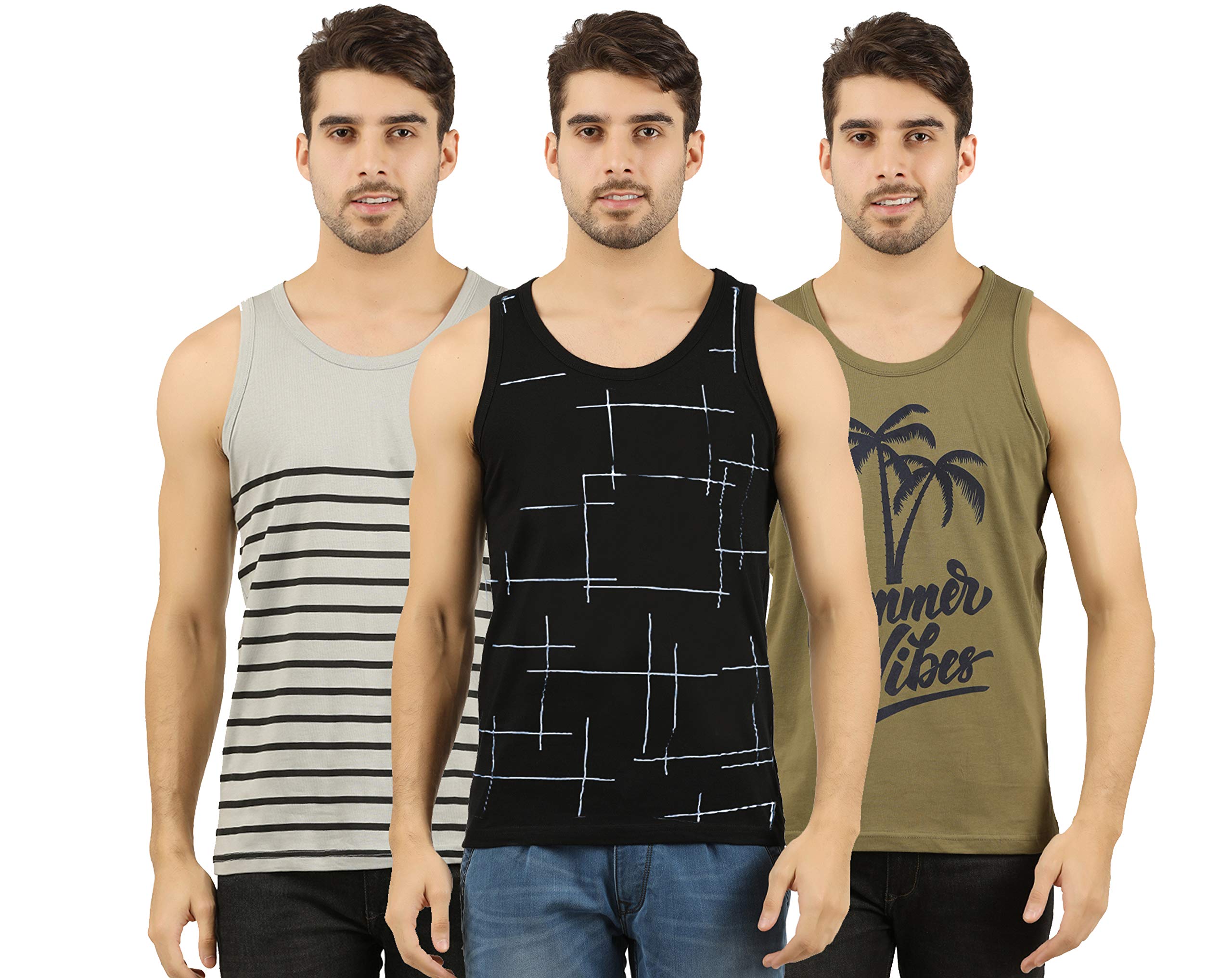 Men's Cotton Printed Vest (Pack of 3)