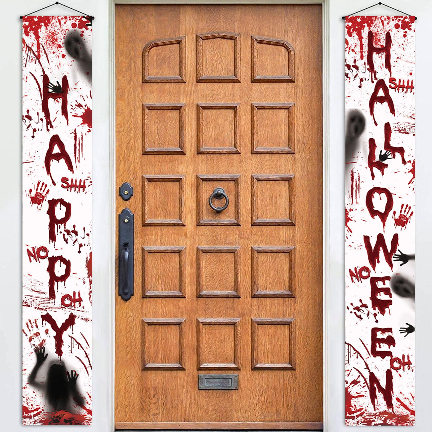 Photo 1 of 2 Halloween Front Door Banner, Welcome Banners Porch Signs Outside Yard Garland Party Supplies for Outside, Happy Halloween Banner, 72inch x 12inch