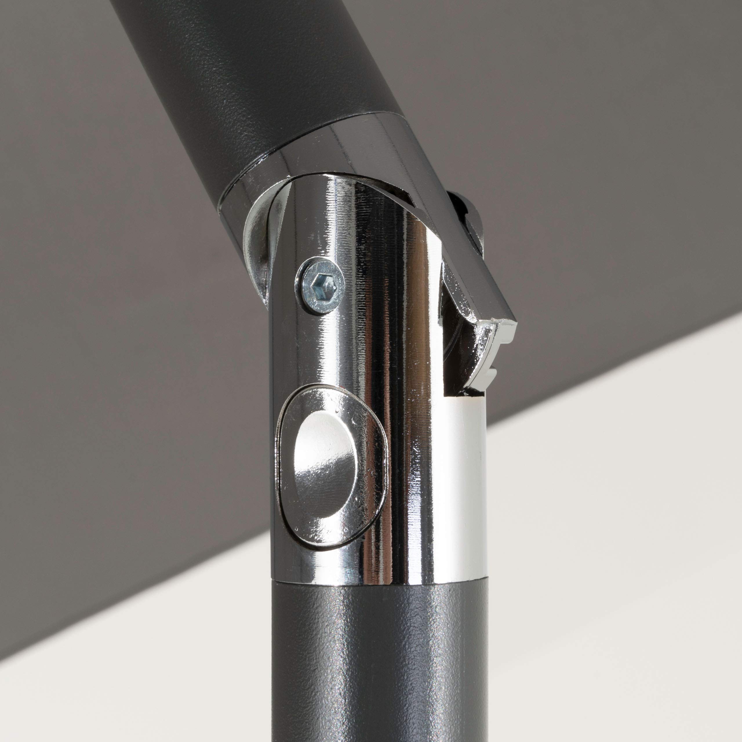 Nexos Trading Sonnenschirm 290 cm neigbar Kurbel UPF 50+ anthrazit | Stahl Gestell 6 Rippen, Polyester 160g/m² wasserabweisend, Handkurbel, knickbar, 2-teiliger Mast, Höhe 230 cm, Ø 40 mm