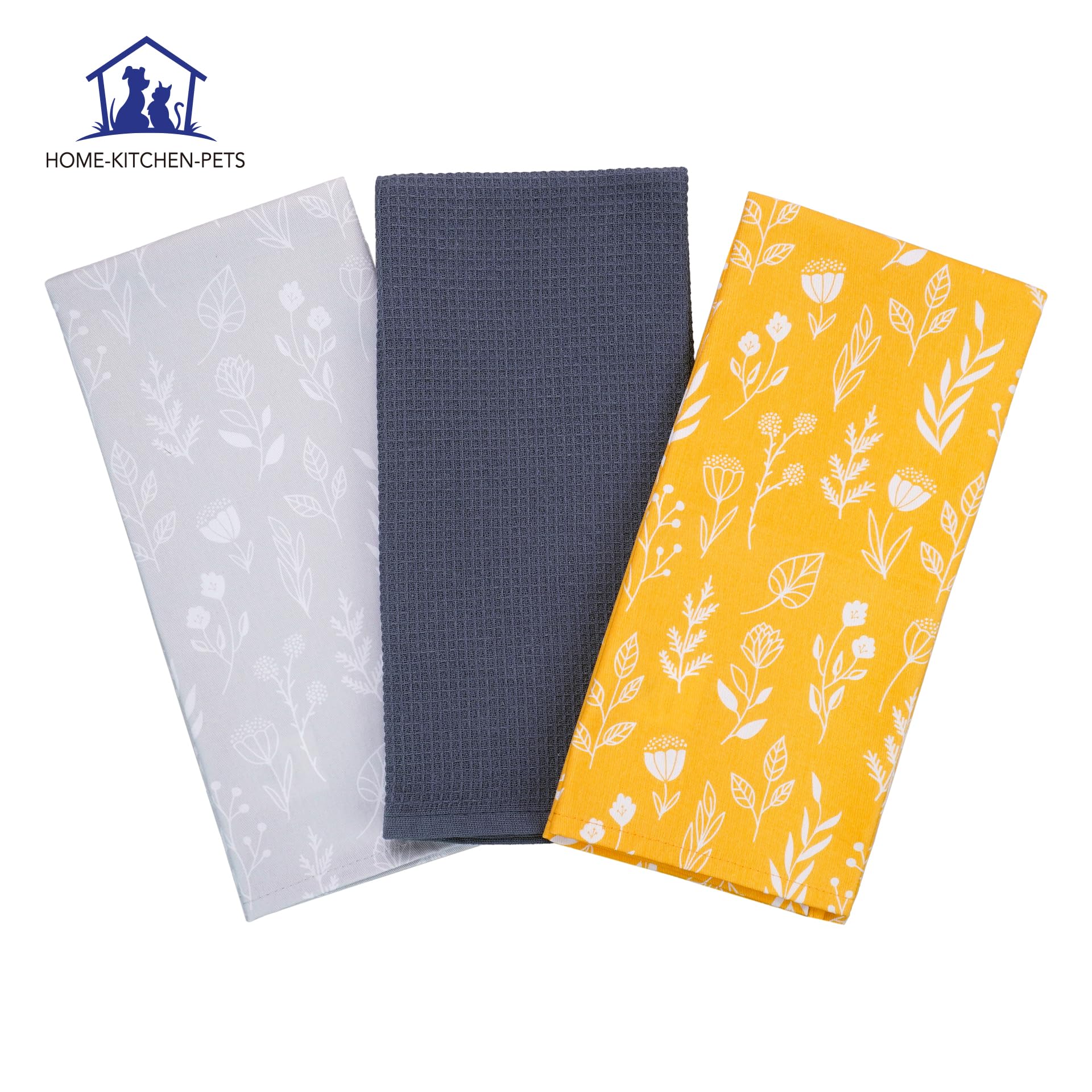 Tea Towels for Kitchen, Pack of 3 Cotton Linen Dish Towels, Absorbent Cooking & BBQ Cloths - Image 3
