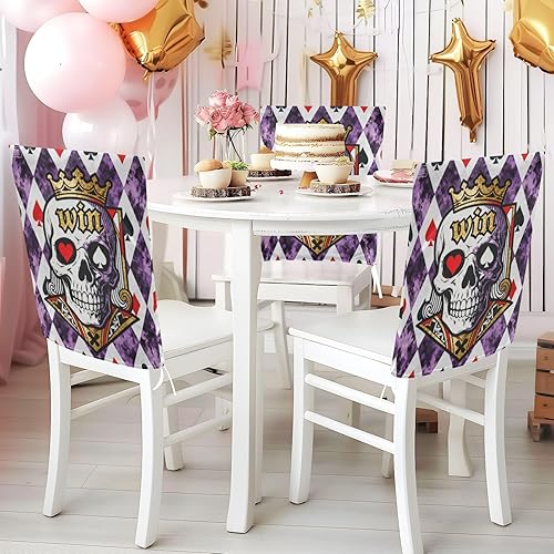 Miniatura 4 de Poker Skull King Winner Covers for Chairs Washable for Dining Room Set of 2 decoración High Back Chair Covers cubre sillas para comedor