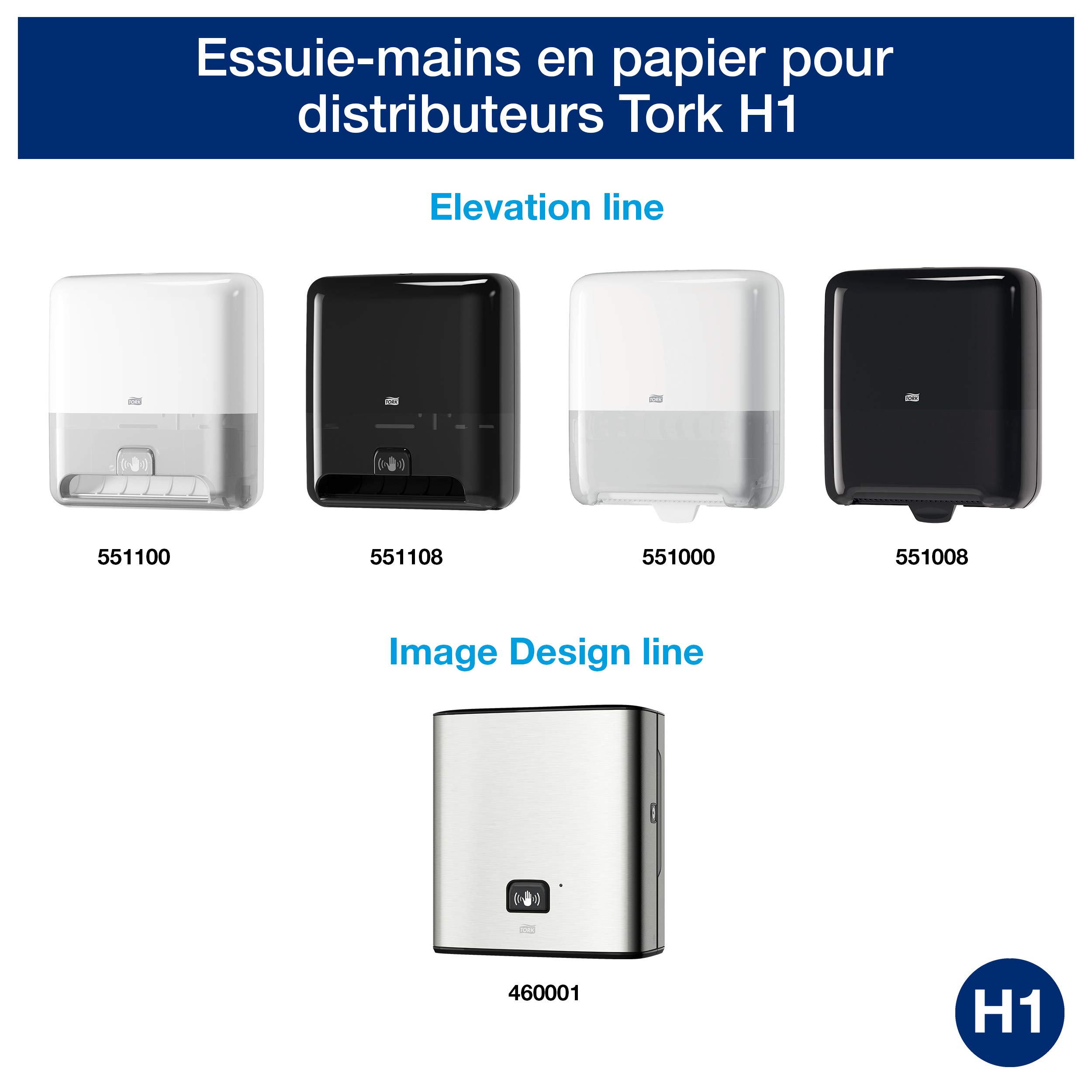 Tork Matic Essuie-mains doux blancs à feuilles grises H1, qualité Advanced, absorbants, 6 rouleaux x 150 m, 290067