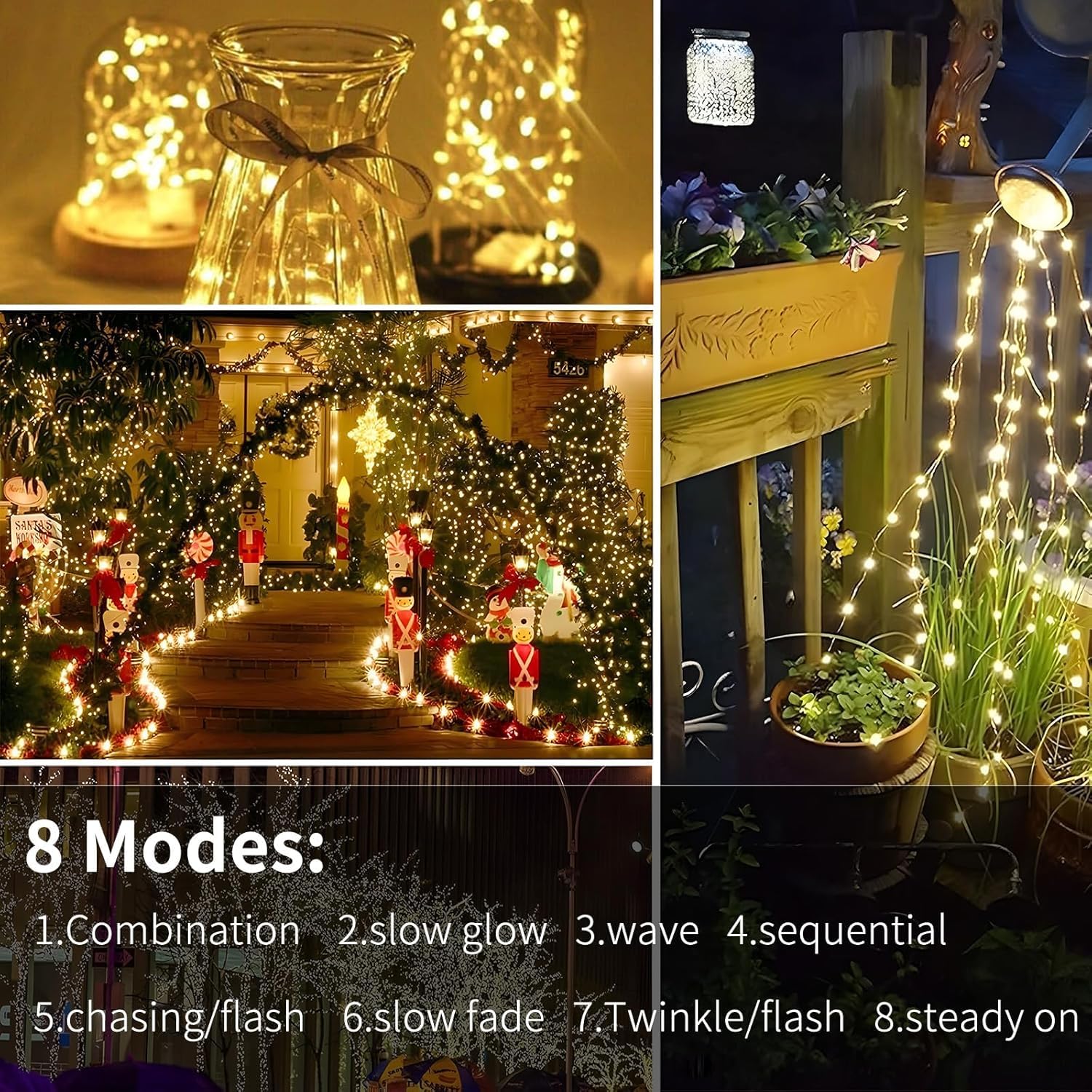 SOLARBABY Solar Fairy Lights Outdoor,2 * 20m 200 LED Solar Fairy Lights Outdoor 8 Modes Waterproof String Lights for Garden Party - Image 4