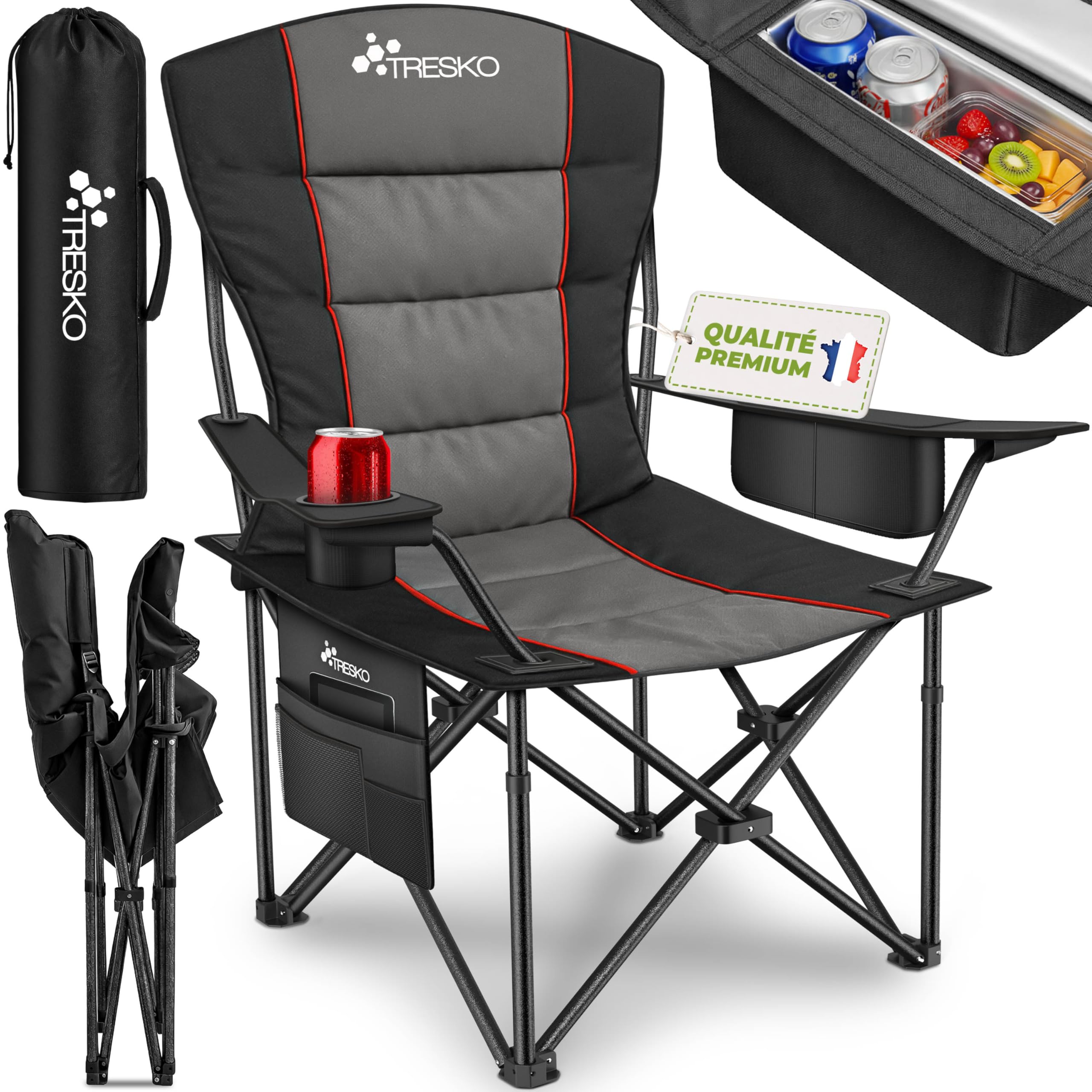 TRESKO® Chaise de Camping Pliante et transportable