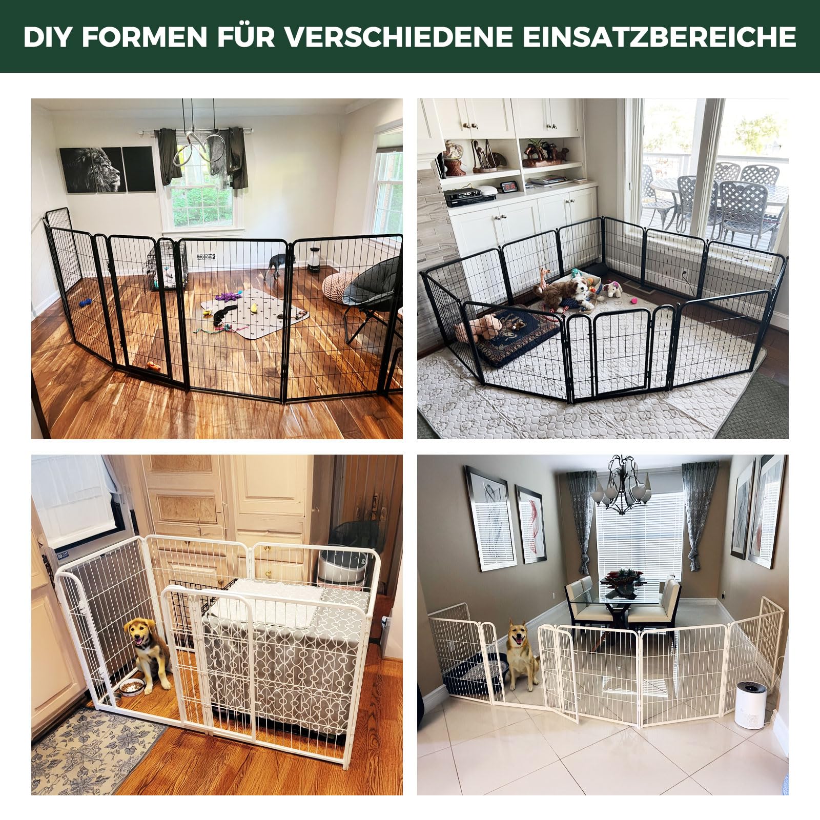 fxw Homeplus Hundelaufstall 80cm 8 Drahtpaneele Hundeauslauf für Mittelgroße Große Hunde Schwarz
