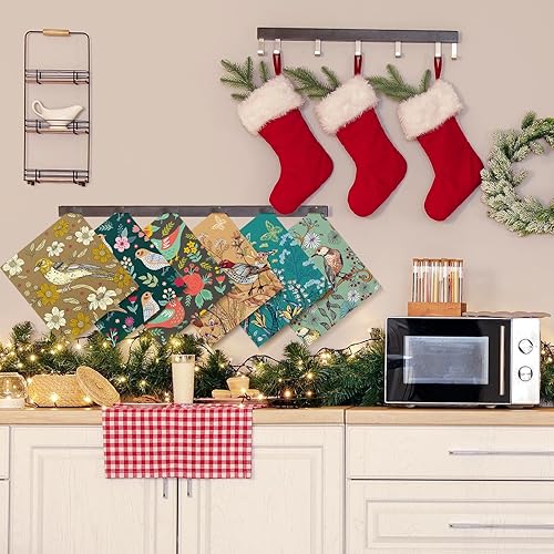 Miniatura 10 de Sunnyray 12 piezas de hojas verdes lavables de tela de limpieza reutilizable para platos de secado rápido, lavables, paños de cocina decorativos