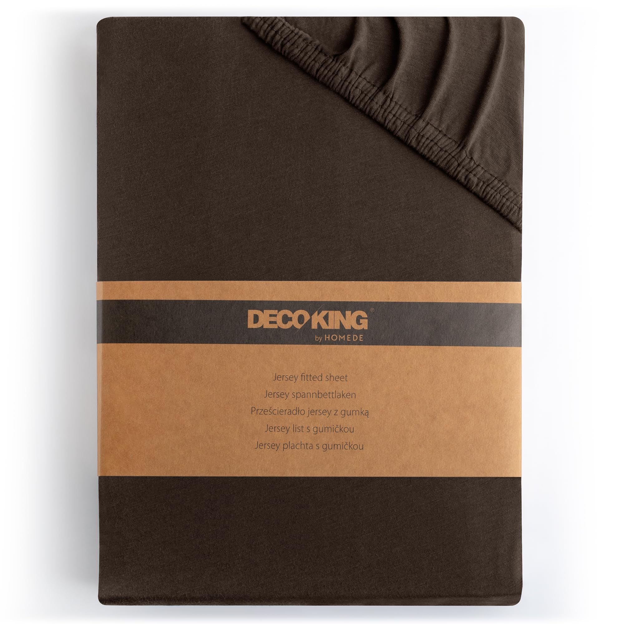 DecoKing Fitted Sheet Super Emperor 100% Combed Cotton Soft Jersey Bed Sheet 200x220-220x240 cm Brown Amber