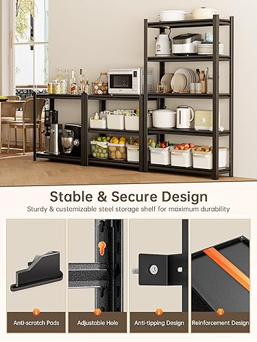 Miniatura 6 de JHYKHG Estantes de almacenamiento de 63 pulgadas de alto, estantería de garaje resistente de 5 niveles, estantería ajustable, estante de metal,