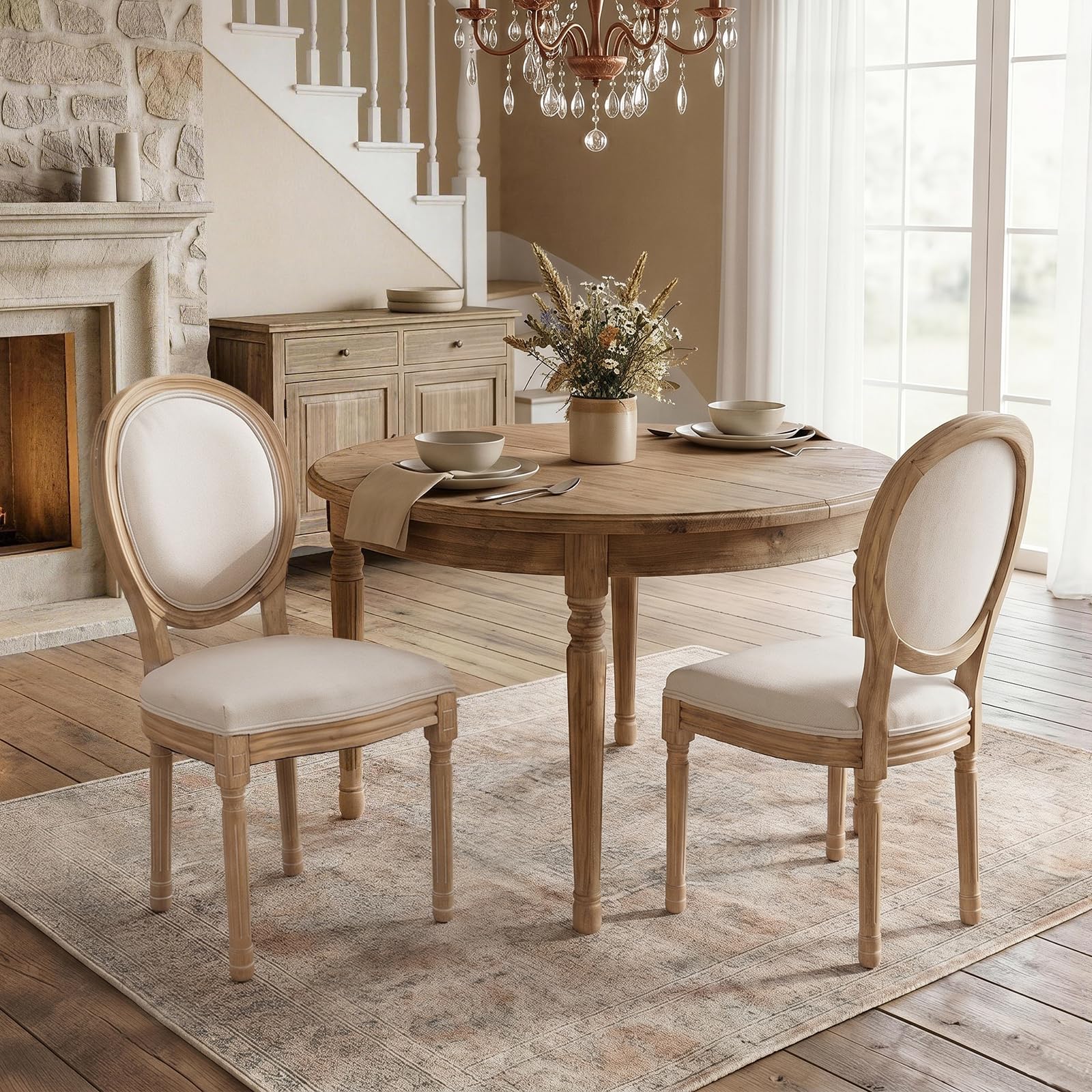 SoarFlash French Dining Chairs Set of 2, Vantage Dining Chair with Round Back