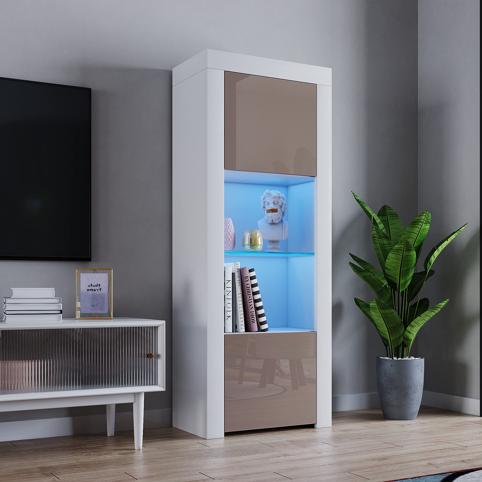 Buy Panana 160cm Tall Two Door One Glass Shelf