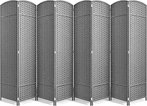 Sorbus 8 Panel Room Divider 6 ft. Tall - Privacy Screen, Extra Wide Double Hinged Panels, Mesh Hand-Woven Design, Partition Room Dividers and Folding Privacy Screens, Wall Divider for Room Separation