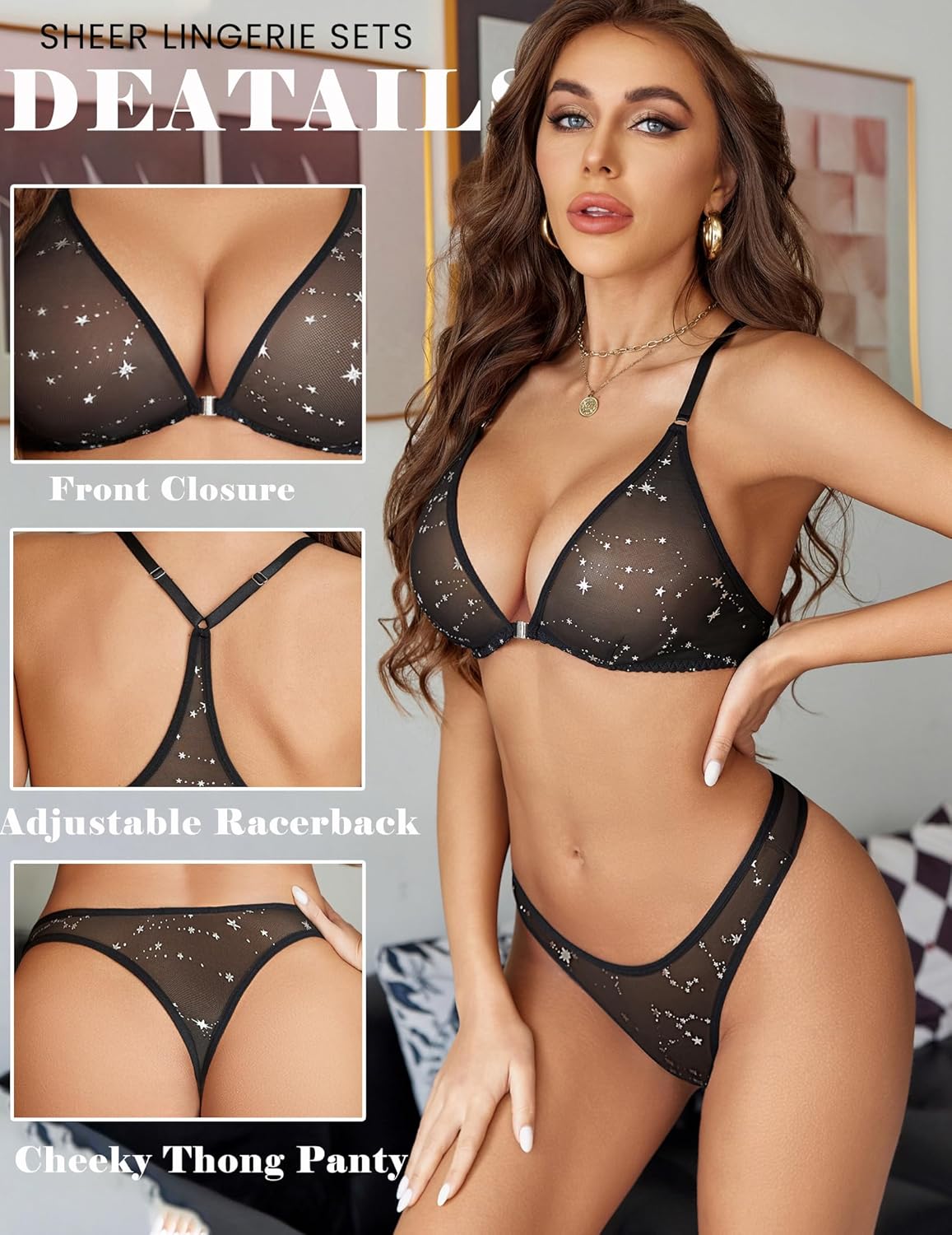 Avidlove Lingerie Set for Women Mesh Bra and Panty Sets 2 Piece Sexy Underwear Sheer Babydoll Outfits S-XXL - Image 2