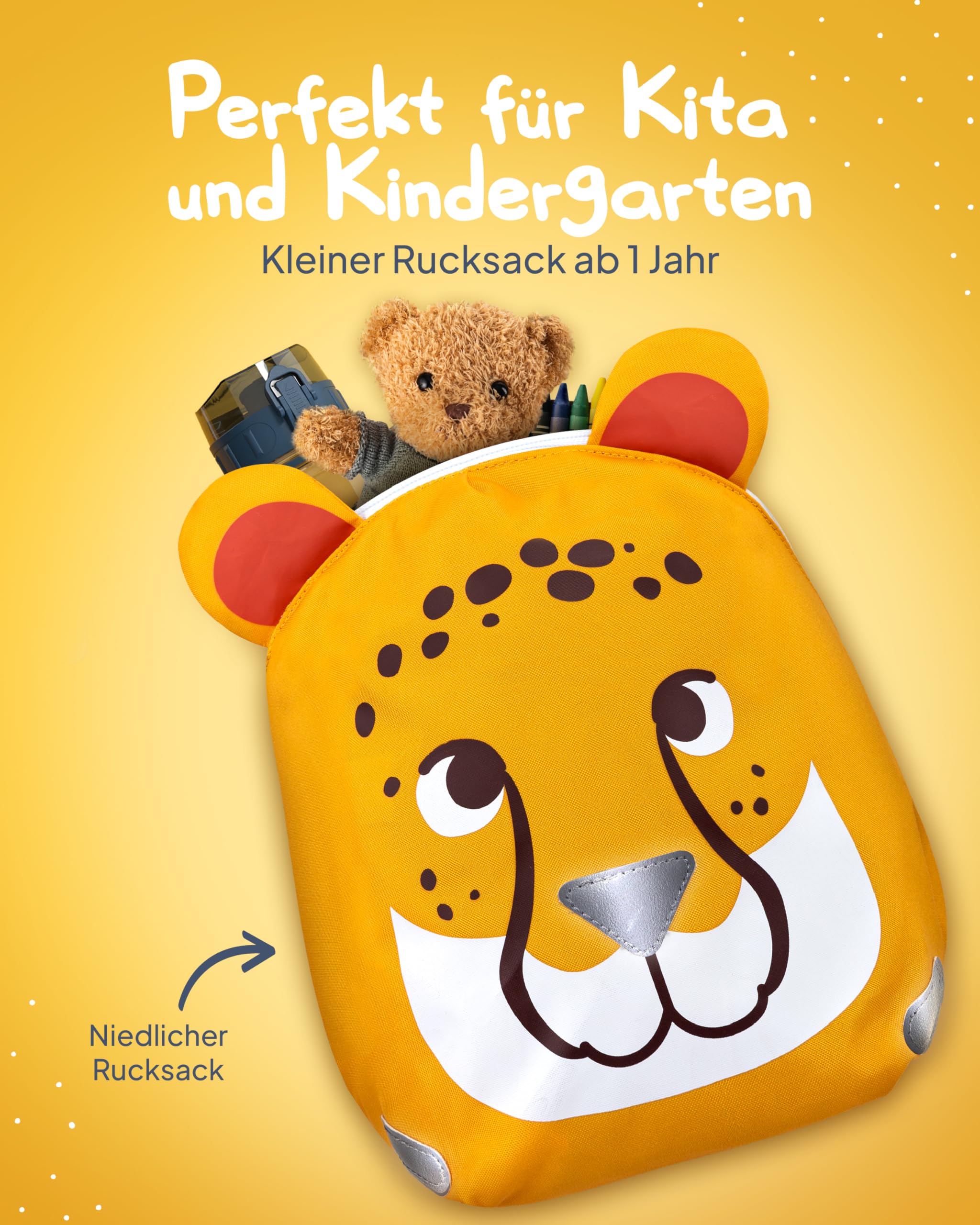 Kleiner Kindergartenrucksack Mädchen | Kita Rucksack ab 1 Jahr | Mini Kinderrucksack mit Brustgurt | Leichter Rucksack Kindergarten Jungen u. Mädchen | 3,6 Liter | Ideal für Kleinkind 1-3 Jahre