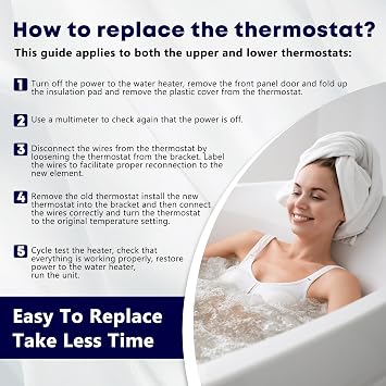 EWH-00 Water Heater Thermostat, Electric Water Heater Thermostat For Double Element Heater, Include Upper And Lower Element Thermosatat, Water Heater Replacement Parts Fit For Most Water Heaters