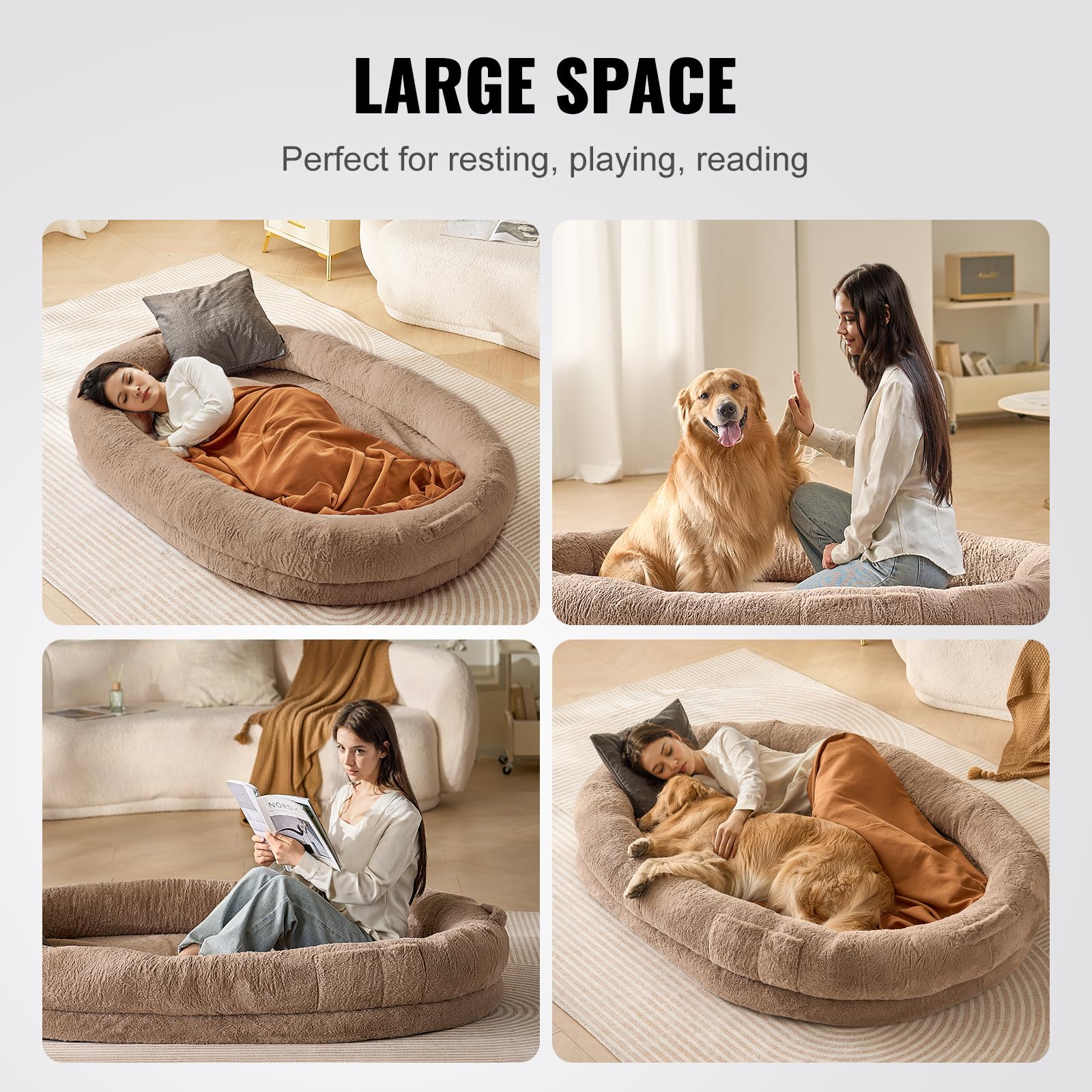 VEVOR Hondenbed voor mensen, 182,9 x 122,9 x 25,4 cm (72 x 48 x 10 in