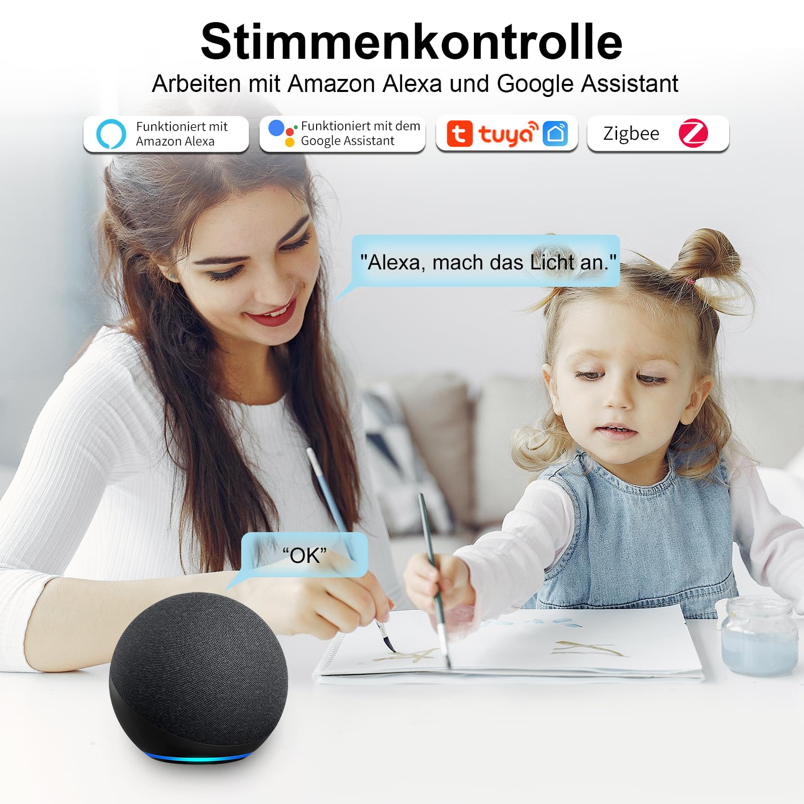4 PCS CNBINGO ZigBee Smart Lichtschalter Modul 1 Weg/2 Wege, Mini DIY ZigBee Schalter, Passt hinter Wandschalter, Kompatibel mit Alexa Echo, Google Home, Smart Life, Neutralleiter Erforderlich